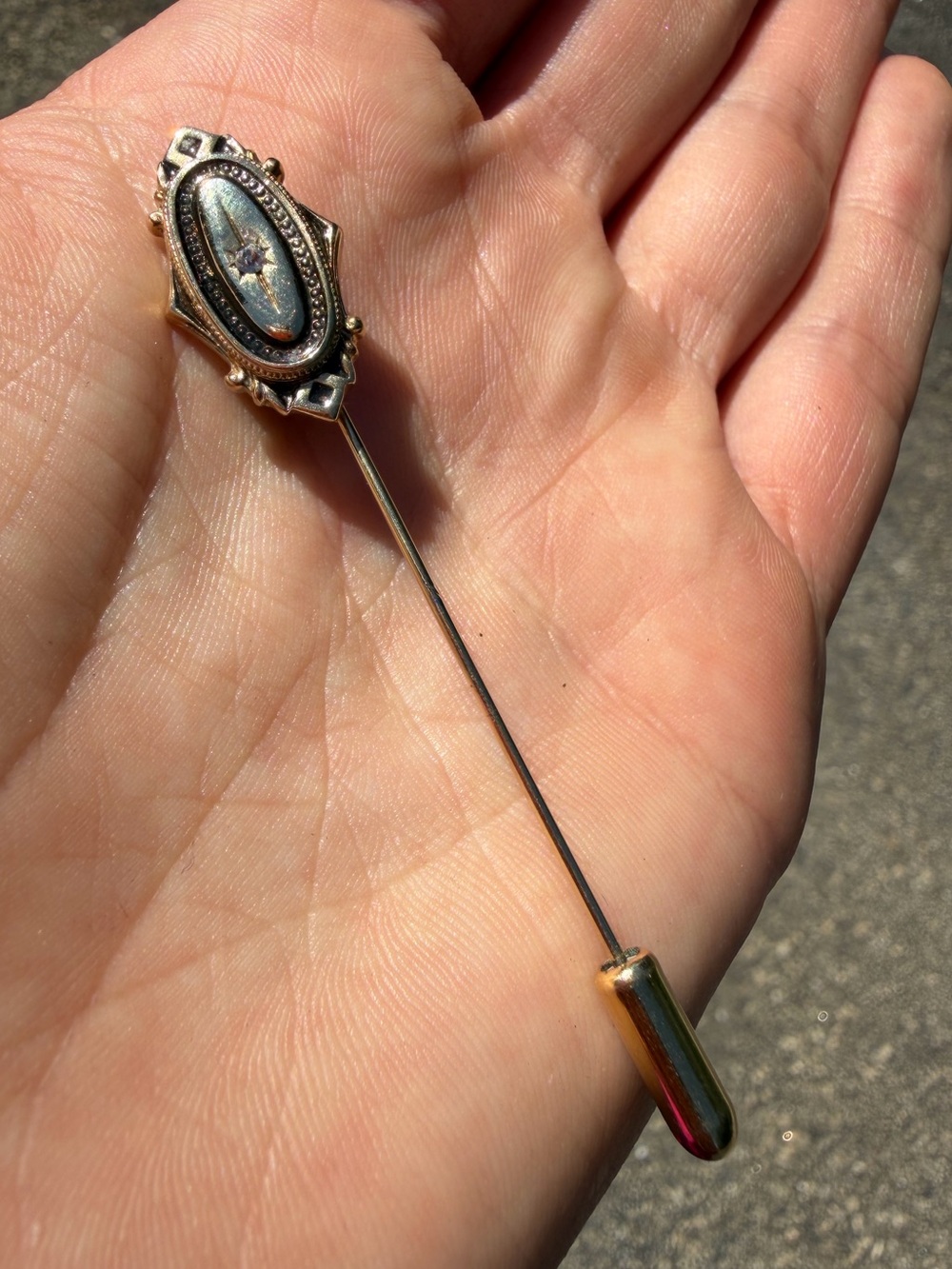 Gold-Tone Vintage Style Stick Pin with Oval Cameo Accent